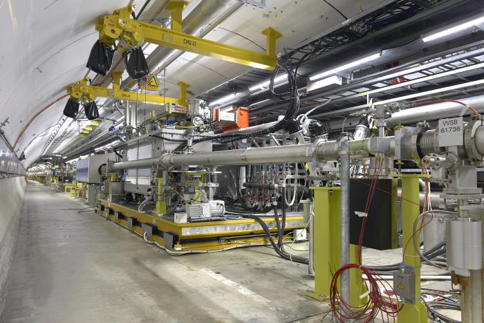 Testing The crab-cavity test facility in the SPS tunnel, where the second of two cavity designs (RF dipole) will be installed in 2023. Credit: CERN-PHOTO-201803-055-1