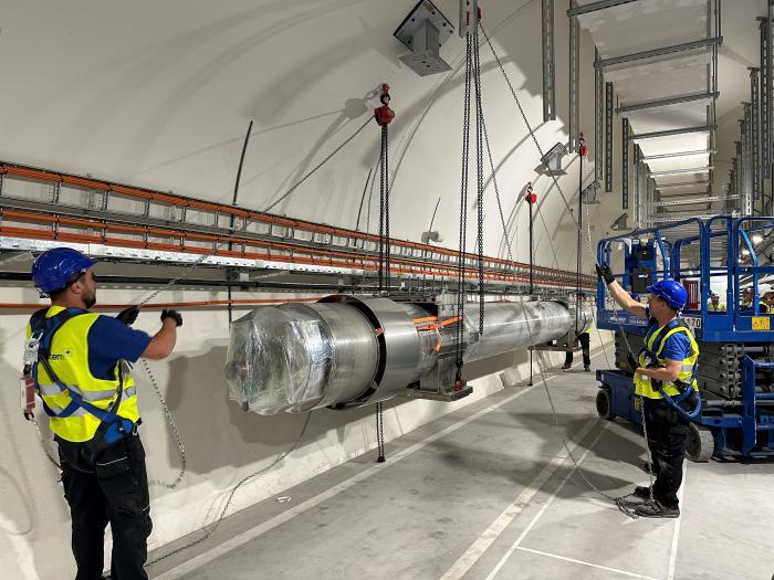 Test installation of the new HL-LHC cryogenic distribution line in the HL underground