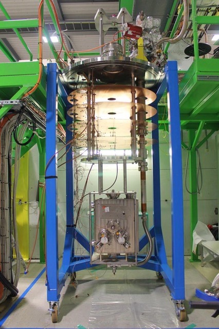 Double-quarter wave crab cavity ready for the final phase of string assembly and cryostating